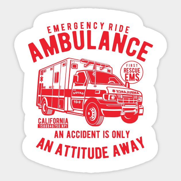 AMBULANCE, EMERGENCY RIDE Sticker by BlackSideDesign